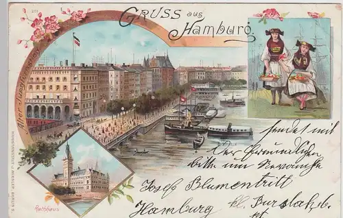 (93559) AK Gruss aus Hamburg, Jungfernstieg, Litho 1897