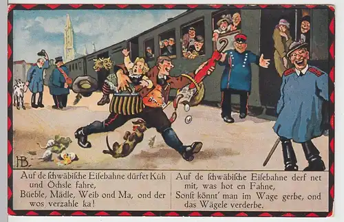 (93345) AK Auf de schwäbische Eisebahne, Bild 2, vor 1945
