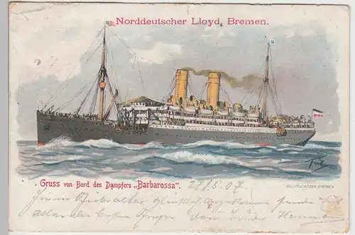 (93339) AK Dampfer Barbarossa, Norddeutscher LLoyd Bremen 1907