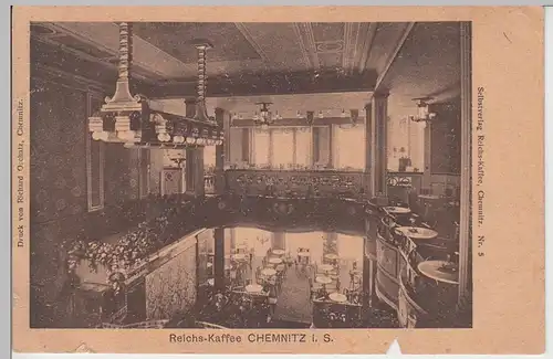 (93272) AK Chemnitz, Sachsen, Reichs Cafe, Inneres 1921