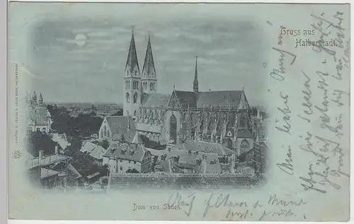 (93169) AK Gruß aus Halberstadt, Dom, Mondscheinkarte 1901