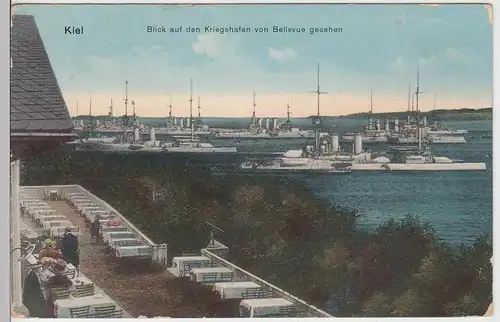 (92742) AK Kiel, Kriegshafen von Bellevue aus, vor 1945