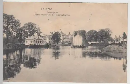 (92656) AK Leipzig, Palmengarten, Großer Weiher 1907