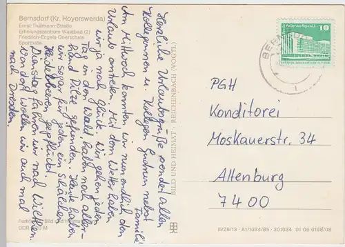 (92218) AK Bernsdorf Kr. Hoyerswerda, Mehrbildkarte, 1985