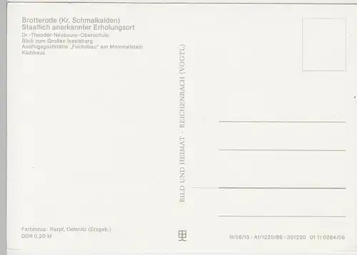 (92140) AK Brotterode, Mehrbildkarte, 1986