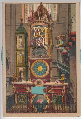 (91849) AK Straßburg, Astronom. Uhr, mechanische Karte, v. 1945