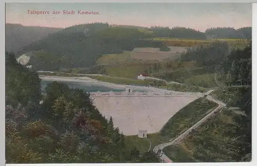 (91649) AK Talsperre Komotau, přehrada Kamenička, 1908