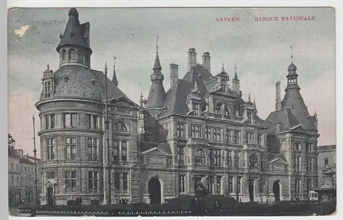 (91566) AK Antwerpen, Anvers, Banque Nationale, vor 1945