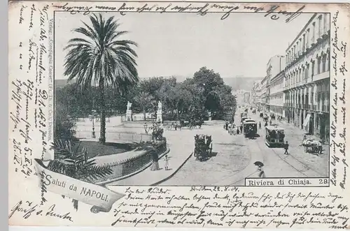 (91550) AK Saluti da Napoli, Riviera di Chiaja, 1904