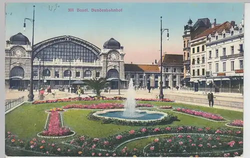 (91537) AK Basel, Bundesbahnhof 1913