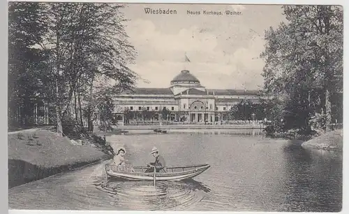 (91437) AK Wiesbaden, Neues Kurhaus, Weiher 1910