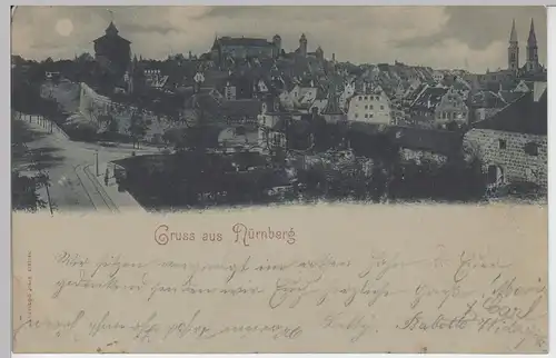 (91255) AK Gruß aus Nürnberg, Mondscheinkarte, Hallertor 1897