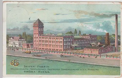 (91128) AK Riesa Gröba, Seifen-Fabrik, Litho 1910