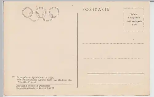 (91066) AK Berlin, Olympische Spiele, Ankunft Fackelläufer 1936