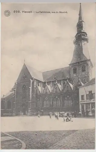(90990) AK Hasselt, La Cathédrale, vue du Marché, Feldpost 1.WK