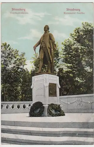 (90976) AK Straßburg, Strassbourg, Goethedenkmal, 1908