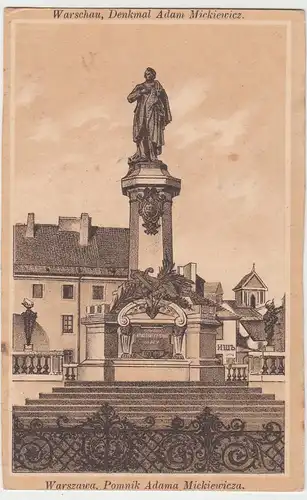 (90968) AK Warschau, Warszawa, Denkmal Adam Mickiewicz, 1916