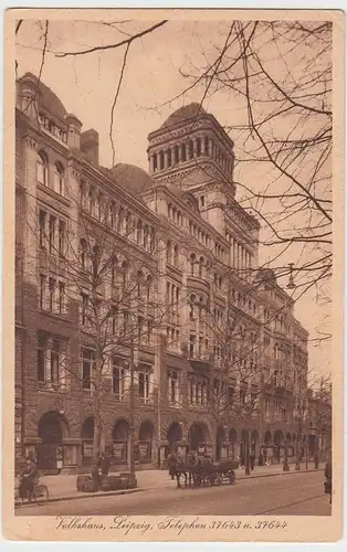 (90937) AK Leipzig, Volkshaus, Pferdefuhrwerk 1930