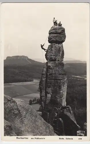 (90930) AK Sächs. Schweiz, Barbarine am Pfaffenstein, Kletterer