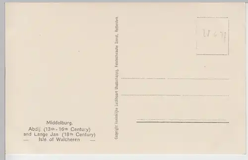 (90654) AK Middelburg, Abdij met Lange Jan, 1927