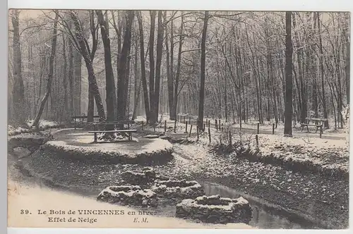 (90587) AK Le Bois de Vincennes en hiven, Effet de Neige, 1913