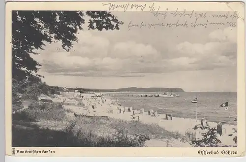 (90442) AK Ostseebad Göhren, Blick auf den Strand 1934