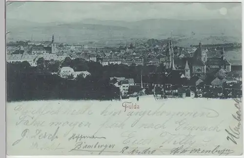 (90313) AK Fulda, Panorama, Mondscheinkarte 1898