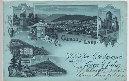 (90311) AK Gruß aus Lahr, Schwarzw., Mondscheinkarte Litho 1898