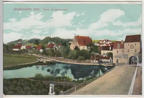 (90163) AK Grafenwöhr, Partie am Stadtweiher, Feldpost 1915