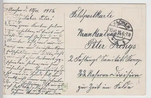 (90002) AK Aachen, Linzenhäuschen, Feldpost 1915