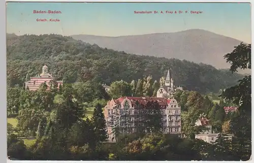 (89857) AK Baden-Baden, Griech. Kirche u. Sanatorium, 1912