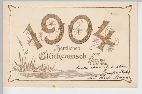 (89709) AK Glückwunsch zum Neujahr 1904, Gold-Prägung