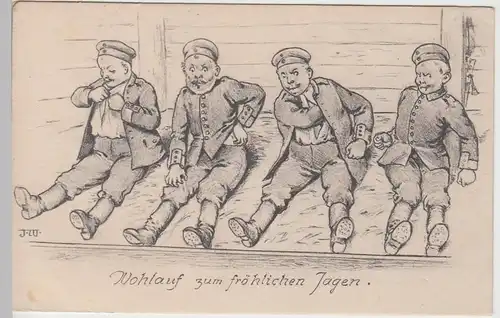 (89620) AK 1.WK Patriotika -Wohlauf zum fröhlichen Jagen-, Feldpost 1916