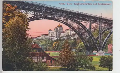 (89555) AK Bern, Kirchenfeldbrücke u. Bundespalast, vor 1945