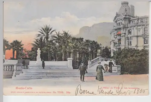 (89529) AK Monte-Carlo, L'Hotel de Paris et les terrasses, 1905