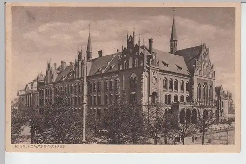 (89493) AK Riga, Kommerzschule, Feldpost 1918