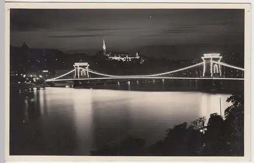 (89464) AK Budapest, Dunai látkép a Lánchiddal, 1938