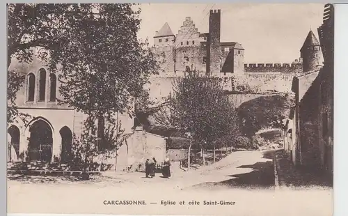 (89373) AK Carcassonne, eglise et côte Saint Gimer, vor 1945