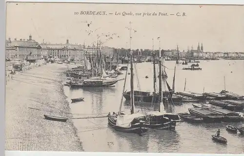(89369) AK Bordeaux, Boote am Kai, Quai 1911