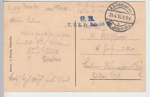 (89359) AK Donchery, Château de la Croix Piot, Feldpost 1916