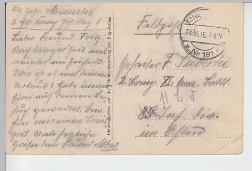 (89358) AK Brest-Litowsk, Straße E., Feldbuchhandlung, Feldpost 1916