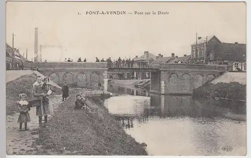 (89314) AK Pont à Vendin, Pont sur la Deûle, Feldpost 1914