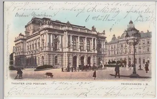 (89277) AK Reichenberg, Liberec, Theater, Postamt 1900