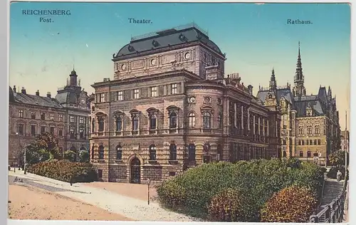 (89276) AK Reichenberg, Liberec, Post, Theater, Rathaus 1918