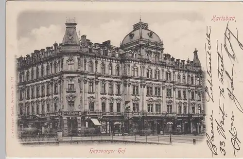 (89272) AK Karlsbad, Karlovy Vary, Habsburger Hof, gelaufen 1919