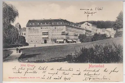 (89253) AK Marienbad, Mariánské Lázně, Hotel Klinger 1903