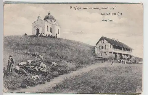 (89234) AK Radhošť, Radhoscht, Kirche, Gastwirtschaft 1926