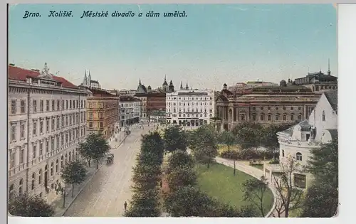 (89214) AK Brno, Brünn, Koliště, Městskě divadlo a dům umělců 1927