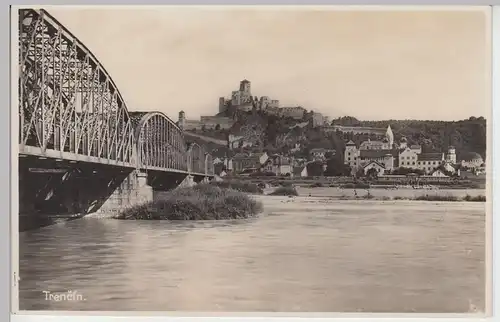 (89205) AK Trenčín, Bahnbrücke, Burg 1930