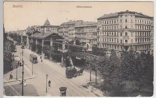 (89180) AK Berlin, Bülowstraße, Straßenbahn, Pferdefuhrwerk 1908